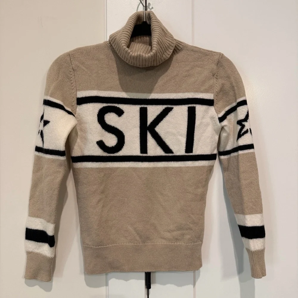 Perfect Moment Women's Schild Intarsia Merino Wool Turtleneck Sweater Beige‎ Ski